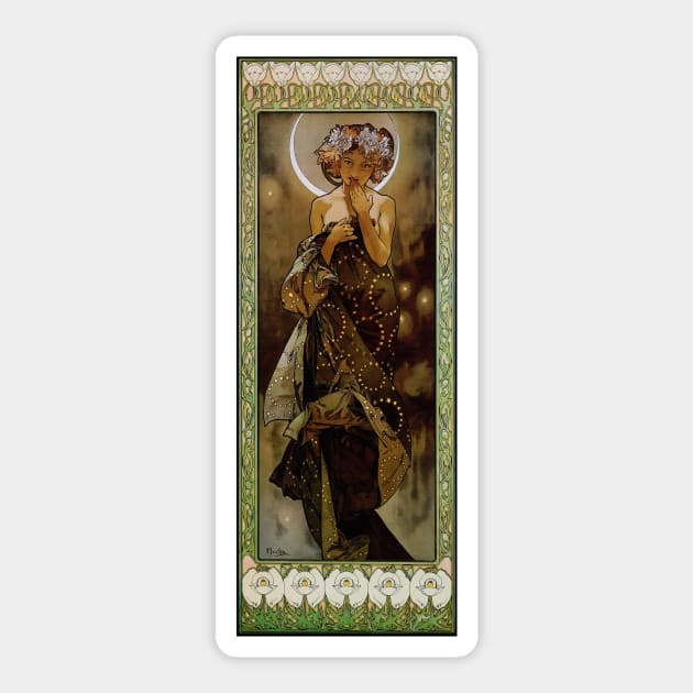 Clair De Lune by Alphonse Mucha Sticker by wildtribe